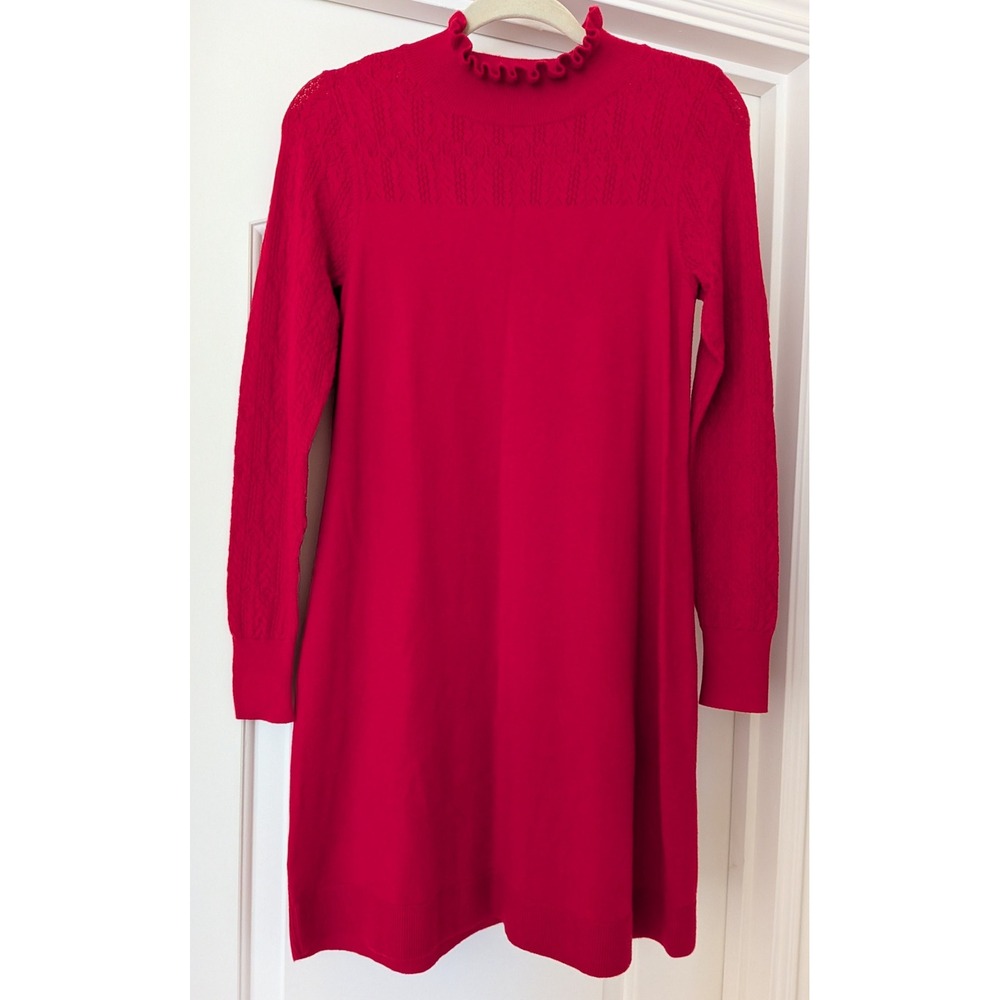Ann Taylor LOFT Ruffle Neck Sweater Dress Red X-Small XS - NWT